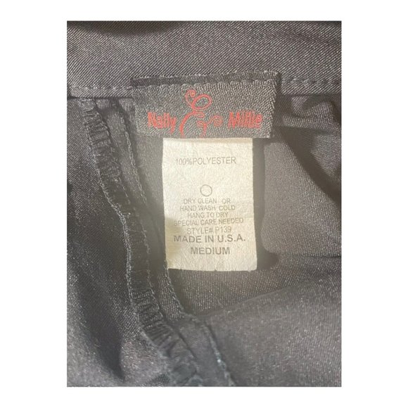 Nelly & Milly Vintage Cigarette Ankle  Crepe Pants With Tulle Roses Black Sz M - Picture 6 of 6